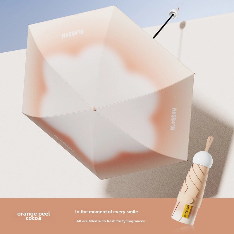 60% Foldable Sun Umbrella Women’s UV Protection Compact Portable Sunscreen Rainproof Dual-Use Mini Card Pocket|Umbrellas & Sun Protection