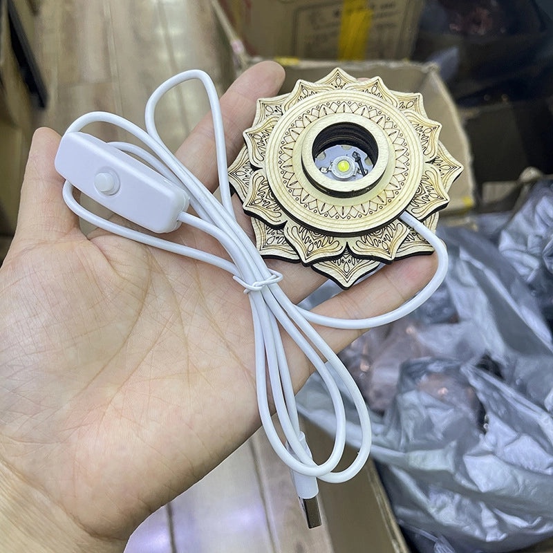 LED Crystal Ball with Wooden Stump Base USB Night Light for Desktop Decoration|Home Decor & Lighting