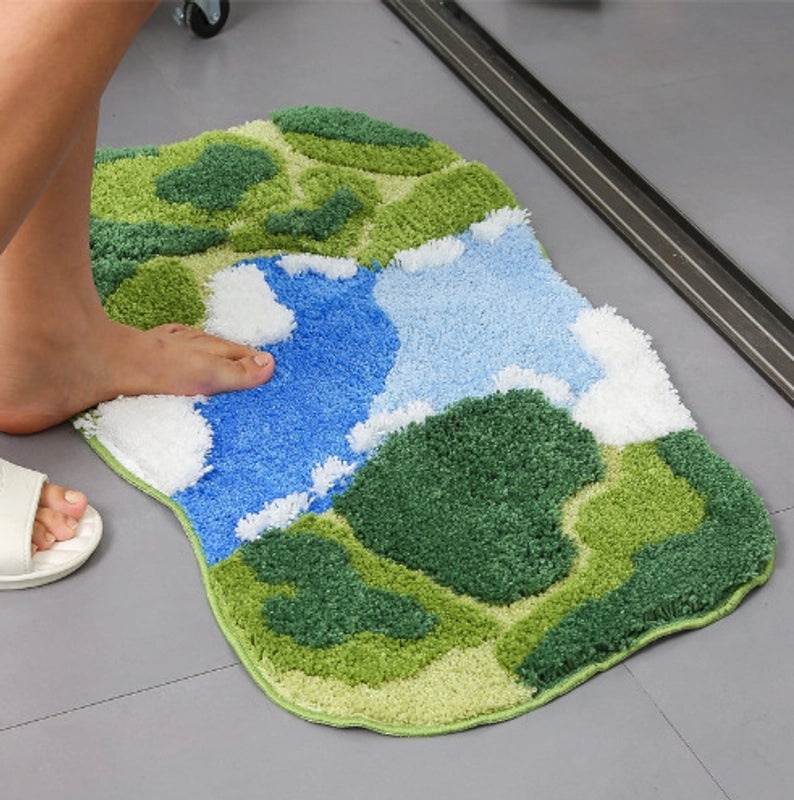 Floral Flocking Polyester Bath Rug for Casual Elegant Home Decor|Home & Living Bath Rugs