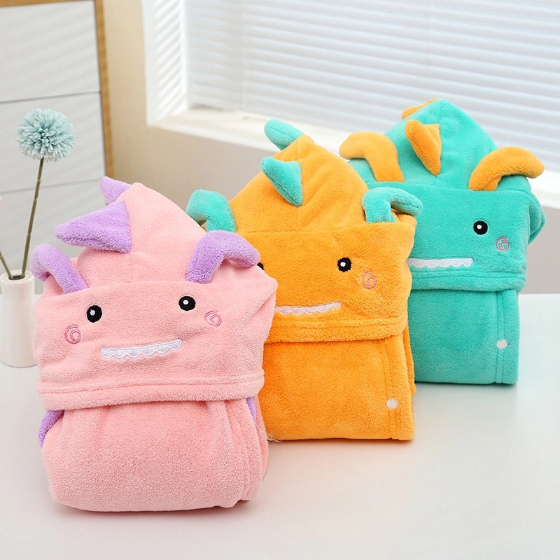 Kids Hooded Dinosaur Bath Towel Soft Absorbent Baby Bathrobe Cute Wearable Cape|Baby & Kids Bath Accessories