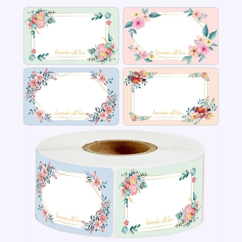 Floral Handwritten Blank Name Labels Roll 250 Sheets | Kitchen Storage & Organization Stickers | Home & Garden | Kitchen Supplies
