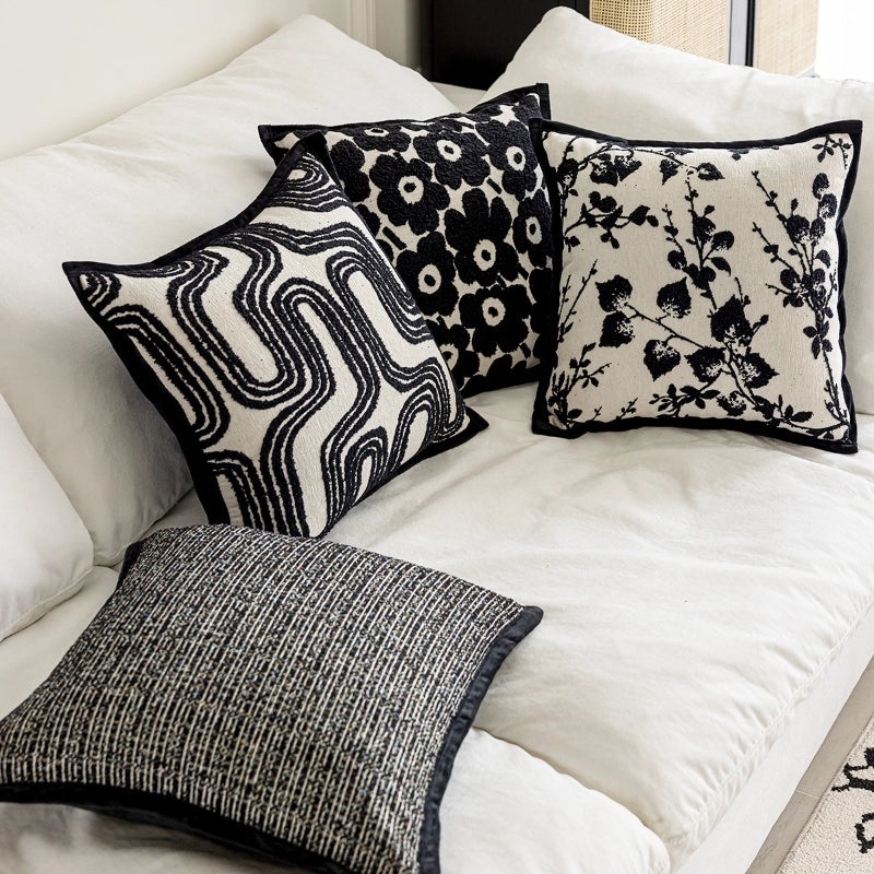 Black Sofa Pillow Cover Nordic Modern Simple Decorative Cushion for Living Room Bedside Backrest|Home Decor Pillowcases