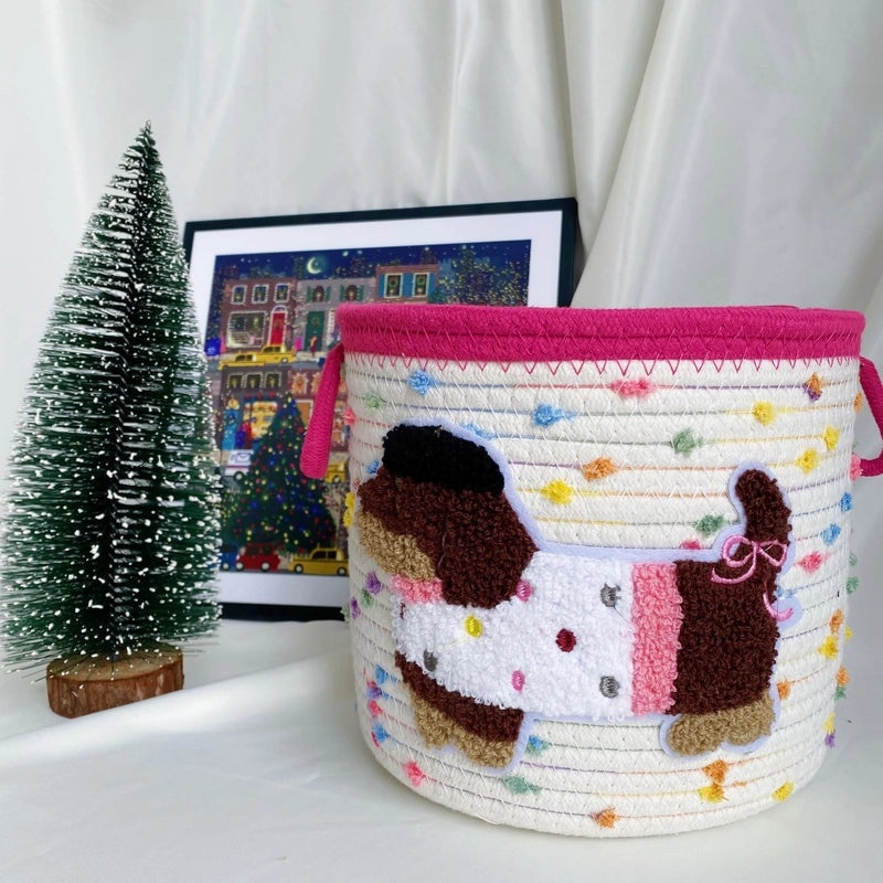 Adorable Cartoon Print Cotton Rope Storage Basket Organizer|Home Storage & Organization