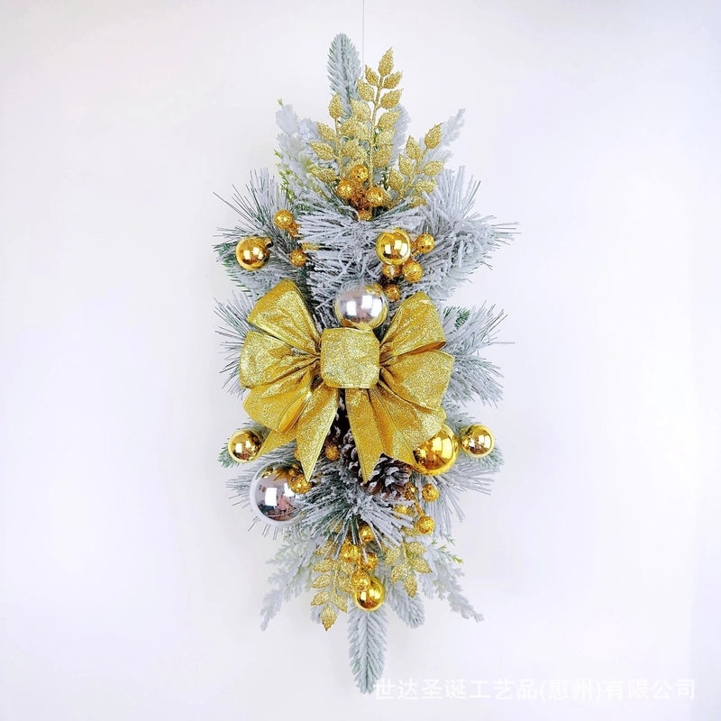 Christmas Flocked Staircase Wreath Nordic Indoor Home Decor Holiday Scene Layout|Christmas Decorations