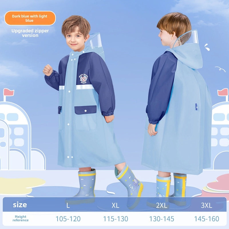 Kids Waterproof Raincoat Poncho with Schoolbag Cover for Kindergarten and School | Kids Rainwear