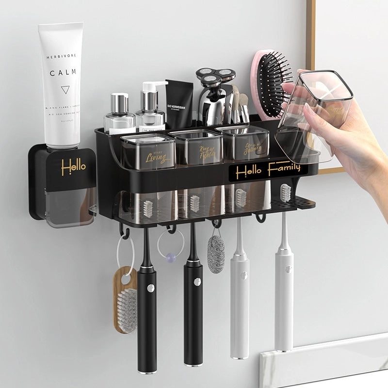 Wall-mounted Toothbrush and Gargle Cup Holder Non-drill Bathroom Storage Box | Bathroom Accessories