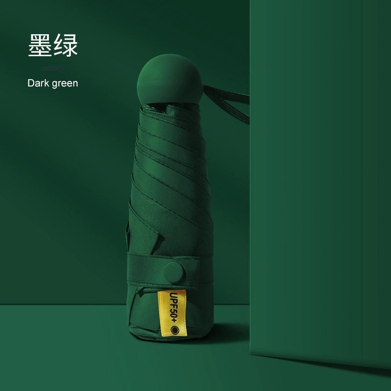 Contrast Color Folding Umbrella UV Protection Five-Rib Lightweight Compact Rain and Sunshade for Women|Umbrellas & Rain Gear