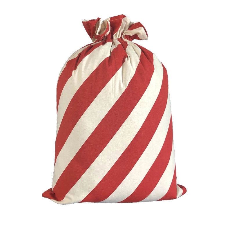 Christmas Cute Letter Stripe Canvas Party Gift Bag|Festive Gift Bags