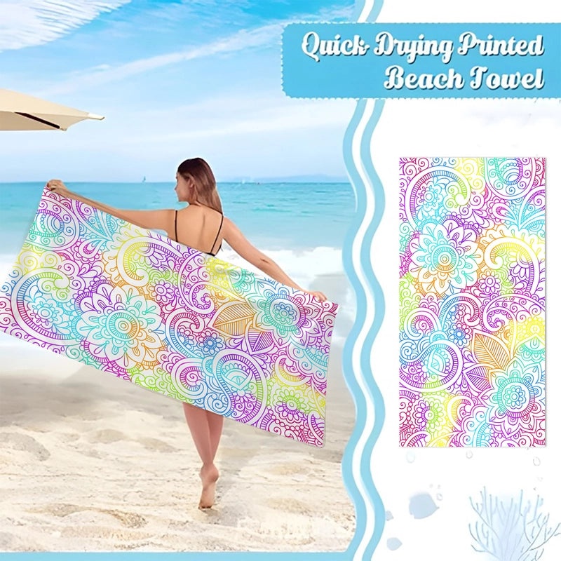 Geometric Patterned Superfine Fiber Beach Towel for Casual Use|Beach Towels & Accessories