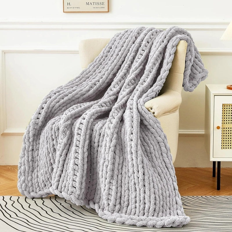 Half Velvet Wool Blanket Hand-Woven Nordic Sofa Throw Coarse Knitted Blanket | Home Textiles & Blankets