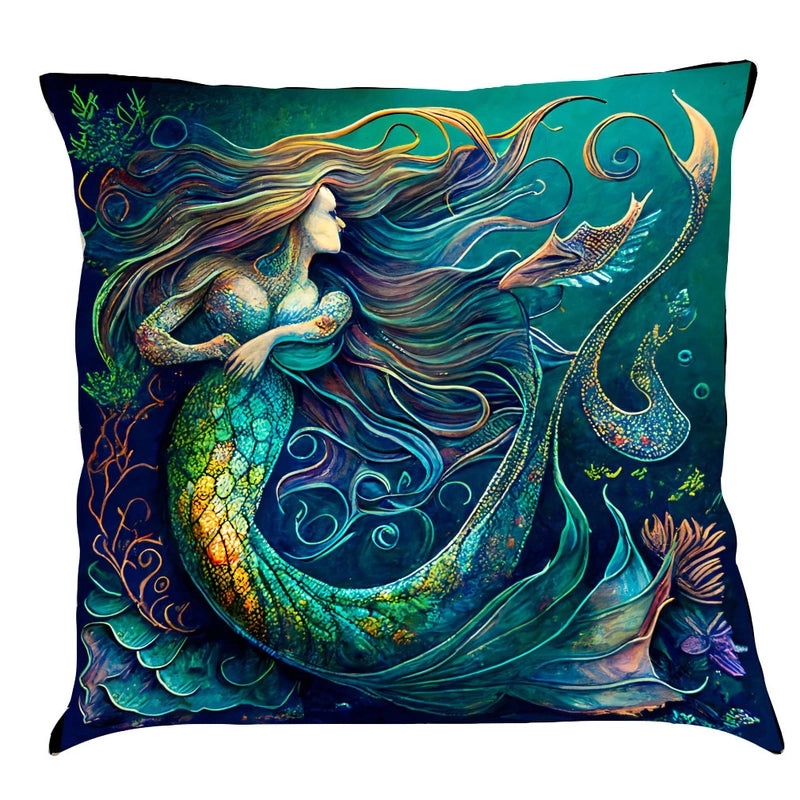 Ocean Series Cotton Linen Car Pillowcase with Creative Print for Car Interior|Home & Living > Home Decor > Pillows & Cushion Covers