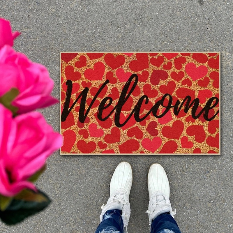 Valentine's Day Heart Shaped Polyester Bath Mat Casual Design|Home Decor & Bath Accessories