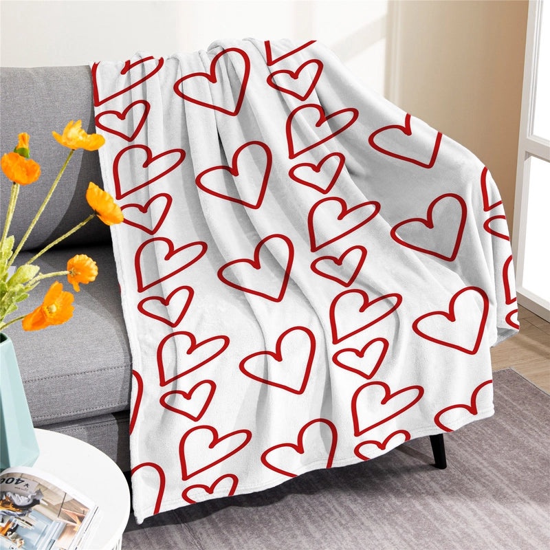 Valentine's Day Elegant Geometric Flannel Blanket Bedding with Chinoiserie Design | Home & Living Bedding