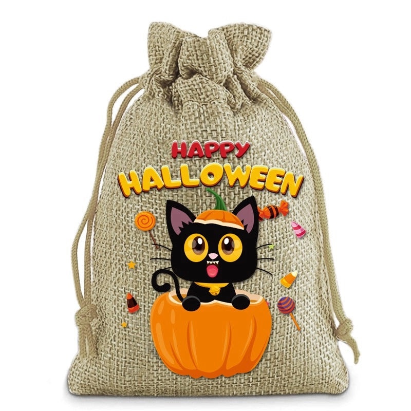 Funny Halloween Pumpkin Skull Linen Gift Bags | Party Supplies