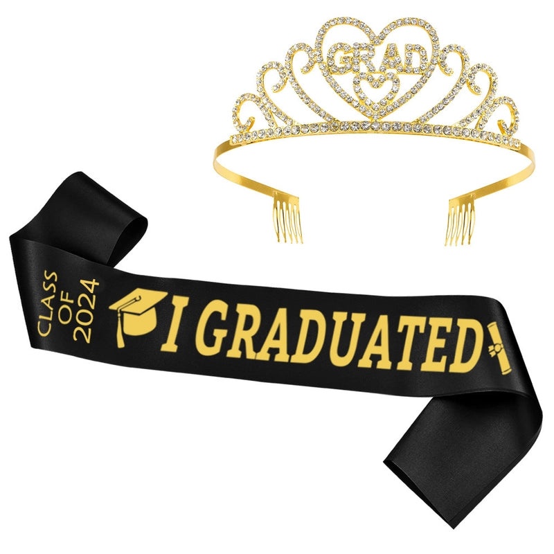 Graduation Season Crown and Shoulder Belt Set for Prom and Party | Accessories & Jewelry