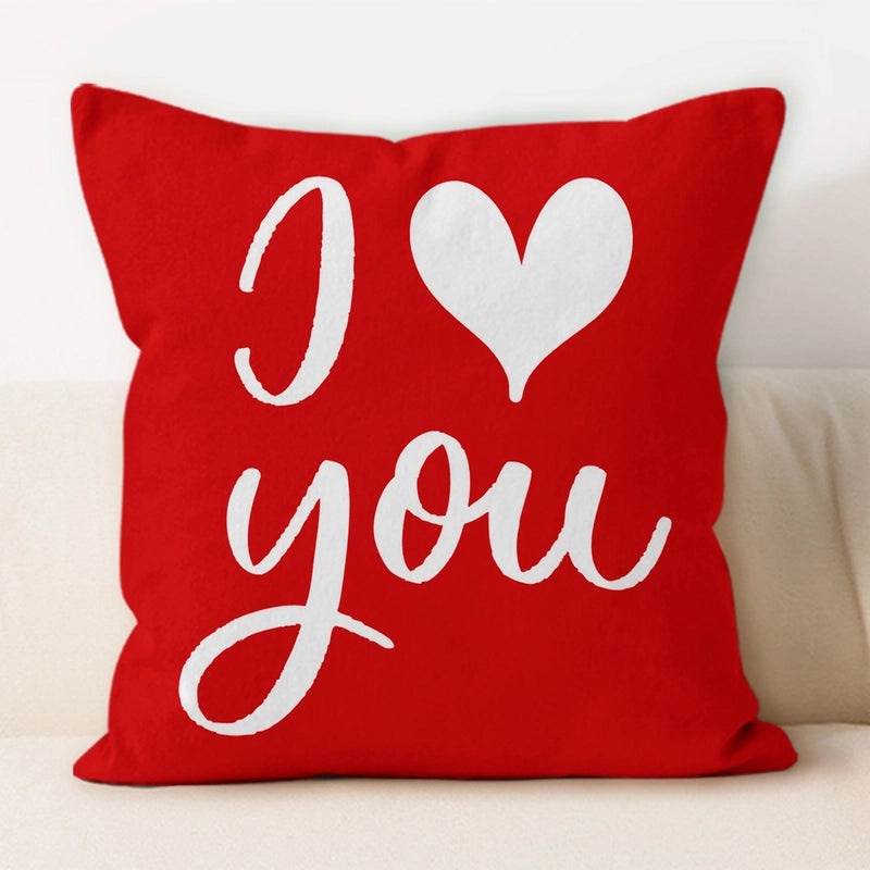 Valentine's Day Minimalist Letter Plush Throw Pillow Cover for Couch and Sofa Decor | Home Decor & Pillows