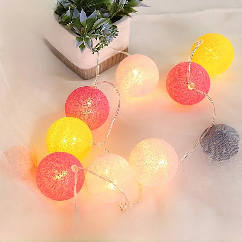 Cotton Ball LED String Lights for Kids Room Tent Party Wedding Decoration Creative Ambient Lighting|Home Decor Lighting