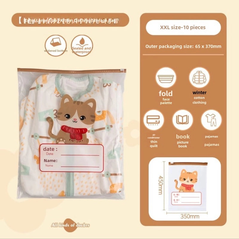 Cartoon Transparent Zipper Storage Bag for Kids Kindergarten Clothes | Kids Storage Bags