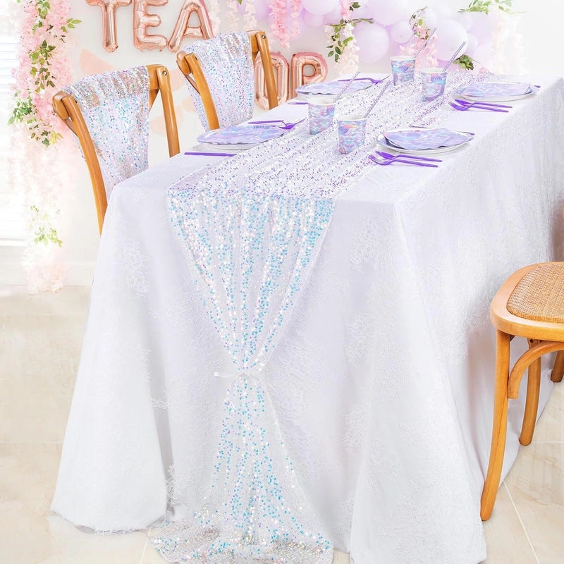 Mermaid Sequin Table Flag for Girls Birthday Party, Wedding & Holiday Decoration | Party Supplies