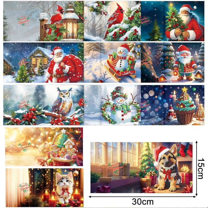 Christmas Diamond Painting DIY Greeting Card with Stickers and Hand Drill | Craft Supplies