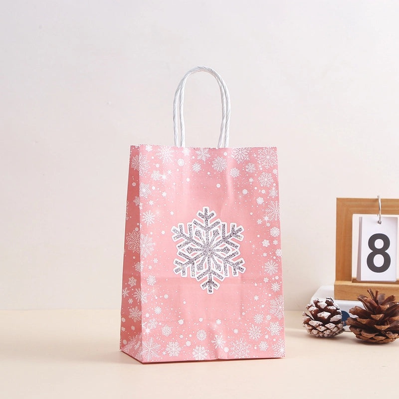 Christmas Snowflake Kraft Paper Gift Bags Cartoon Festival Party Favor Bags|Party Supplies