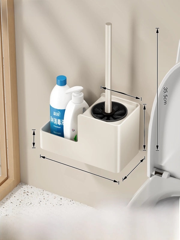 Light Luxury Wall-Mounted Toilet Brush with Storage Rack | Bathroom Accessories