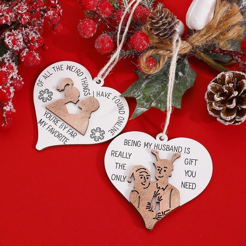Romantic Heart-Shaped Wood Hanging Ornament for Christmas and Valentine’s Day Home Party Decor|Home Decor Ornaments