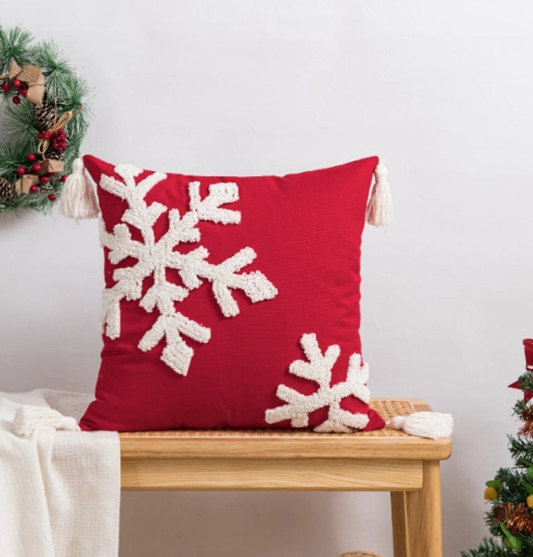 Nordic Christmas Cotton Pillow Covers with Tree Snowman Snowflake Design | Home Decor & Sofa Accessories