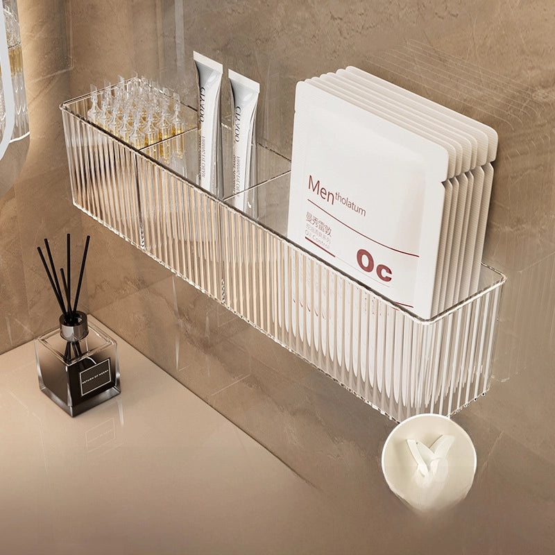Acrylic Bathroom Storage Rack Wall-mounted Punch-free Organizer for Makeup and Skincare | Bathroom Storage