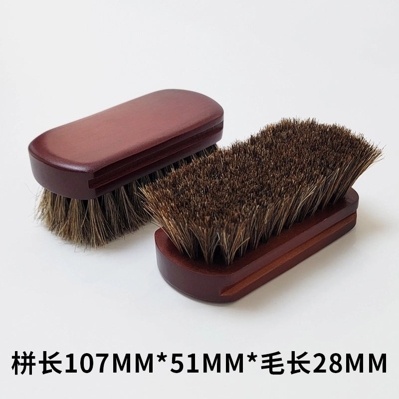 Wooden Handle Shoe Brush with Beech Wood and Horsehair for Leather and Suede Polishing | Shoe Care & Cleaning Tools
