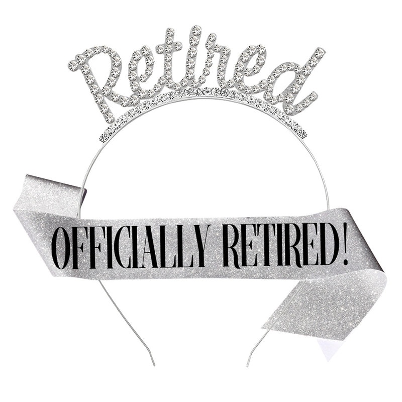 Retirement Party Hair Band and Shoulder Strap Set Pink I'm Retired Etiquette Belt with Retirement Crown|Party Accessories