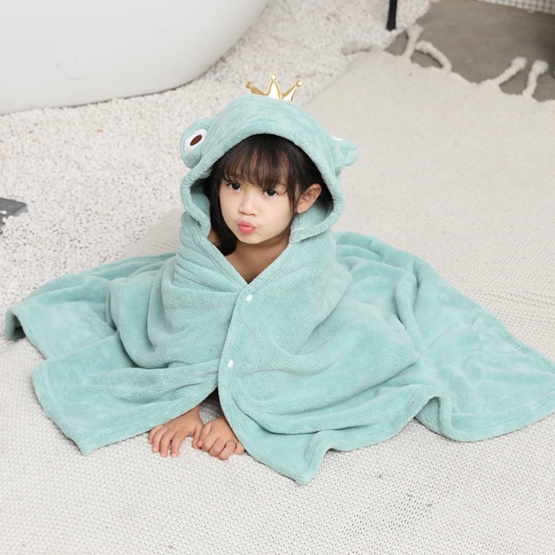 Kids Hooded Coral Fleece Bathrobe Soft Wearable Bath Towel Cartoon Swim Cloak New Arrival|Baby Bathrobes & Towels