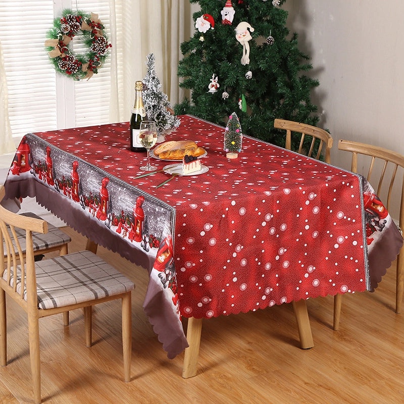Festive Christmas Color Block Polyester Tablecloth for Holiday Dining|Home & Kitchen Table Linens