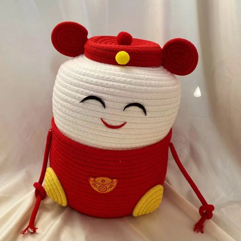 Adorable Cartoon Print Cotton Rope Storage Basket Organizer|Home Storage & Organization