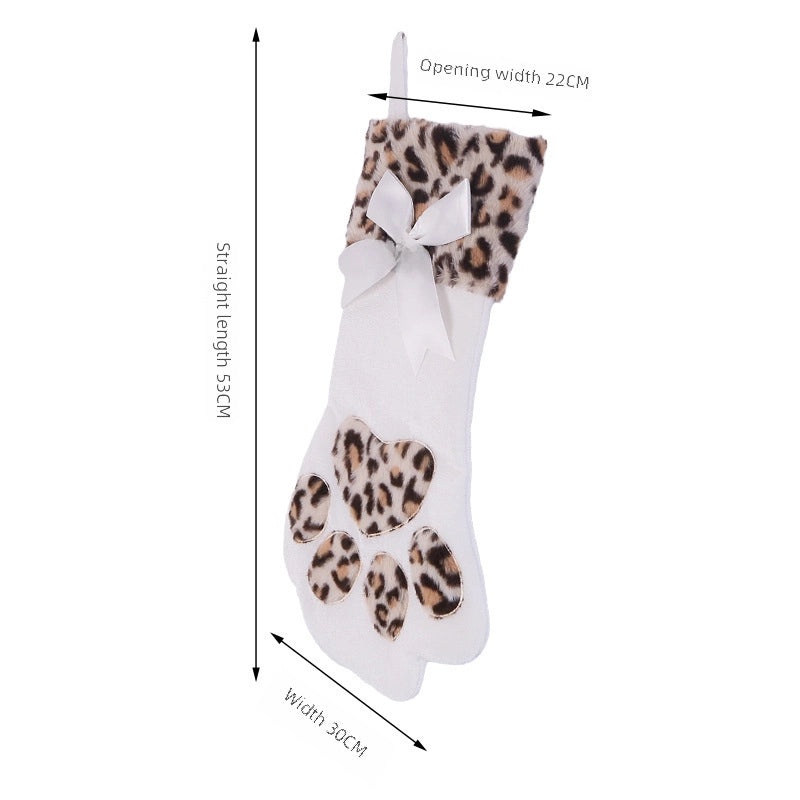 Plush Cat Claw Embroidered Christmas Socks Fireplace Decorations | Home Decor & Seasonal Accessories