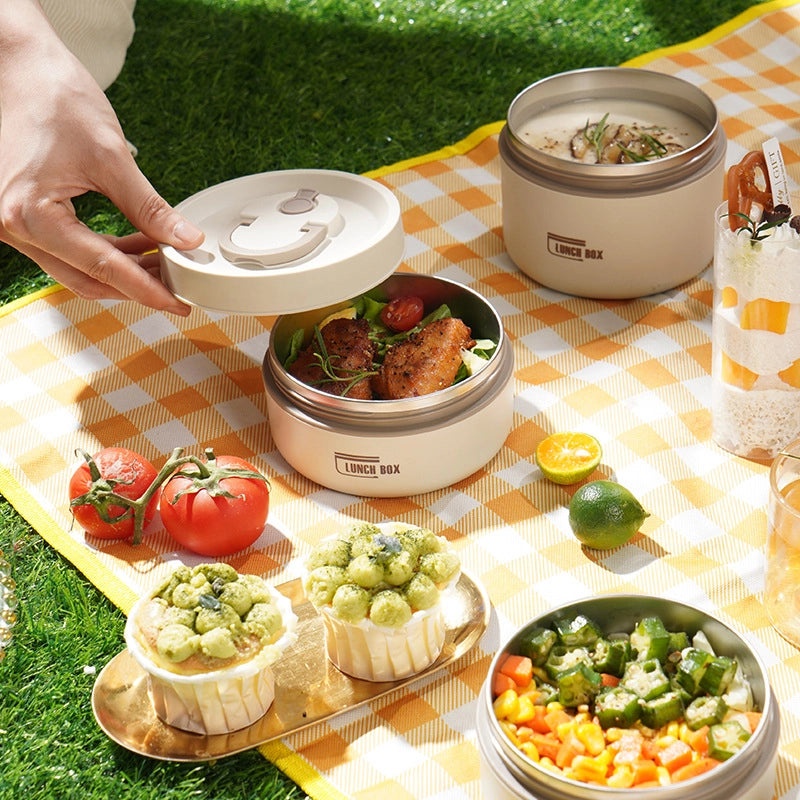 304 Stainless Steel Lunch Box with Soup Bowl | Portable Multi-Layer Insulated Lunch Box for Students | High Color Value|Kitchen & Dining