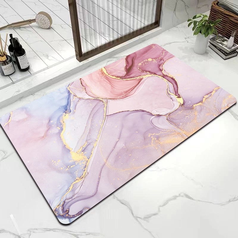 Diatom Mud Absorbent Bathroom Floor Mat Marble Design Large Non-Slip Door Mat | Home & Bath Accessories