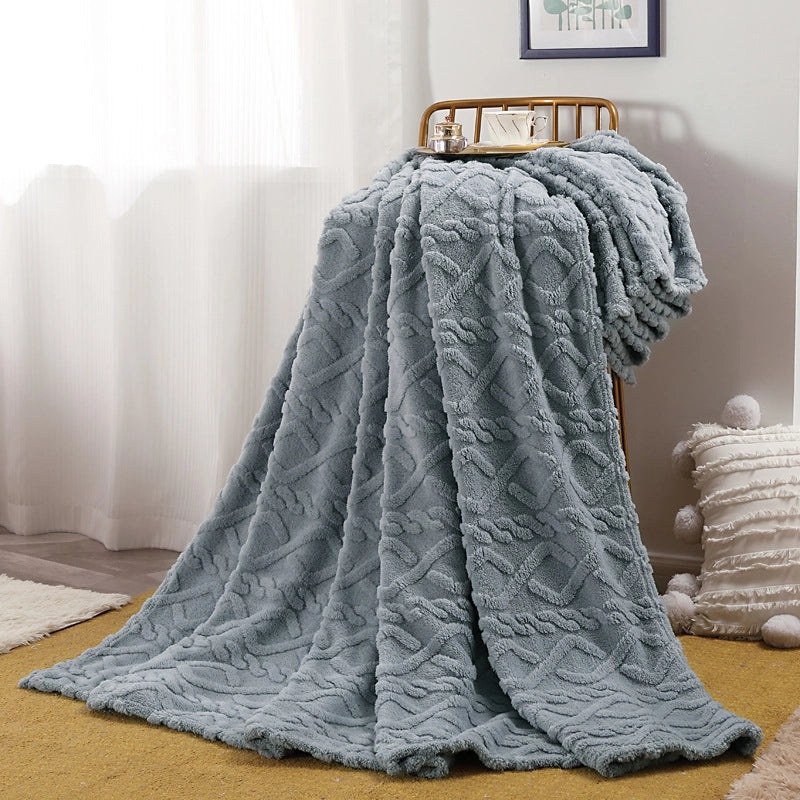Single Layer Solid Color Fleece Blanket | Home & Office Nap Blanket Air Conditioning Cover | Blankets & Throws