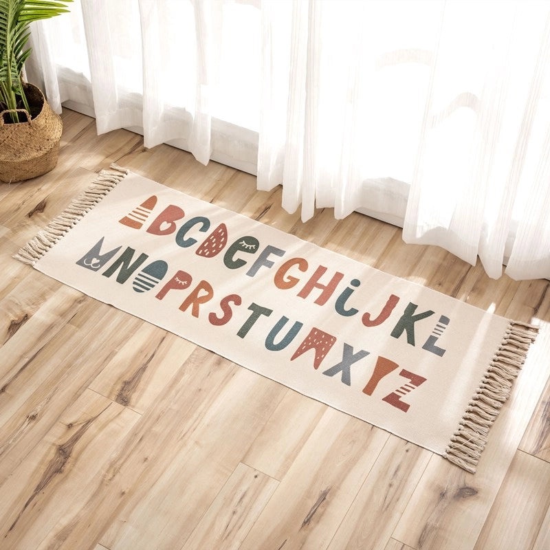 Ethnic Geometric Letter Flower Cotton Bath Mat|Home Decor & Bath Accessories