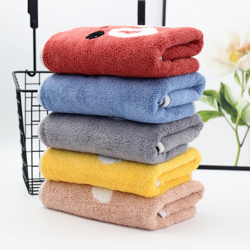 Adorable Cartoon Coral Fleece Bath Towels Soft Absorbent Bathroom Linen|Home & Bath Accessories