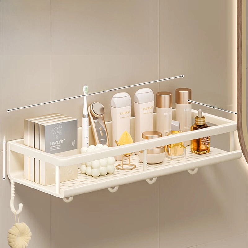 Cream Style Punch-Free Toilet Storage Rack White Wall-Mounted Bathroom Shelf|Bathroom Storage Organizers