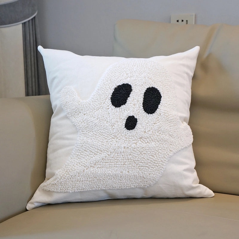 Velvet Halloween Ghost Embroidered Pillow Cover for Sofa Home Holiday Decoration | Home Decor Cushions