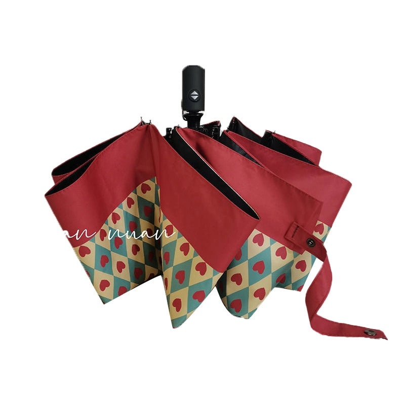 Vintage Heart-Shaped Steel Frame Umbrella for Rain Protection|Accessories and Rain Gear