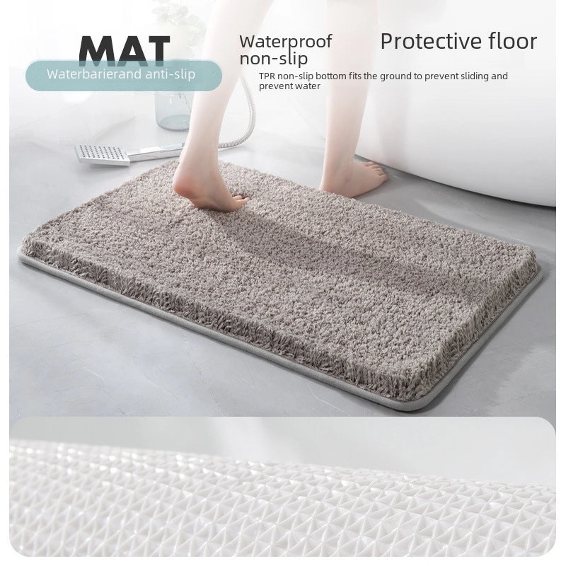 Solid Color Non-Slip Bathroom Door Mat Thickened Absorbent Fiber Floor Mat|Home & Living Bath Accessories