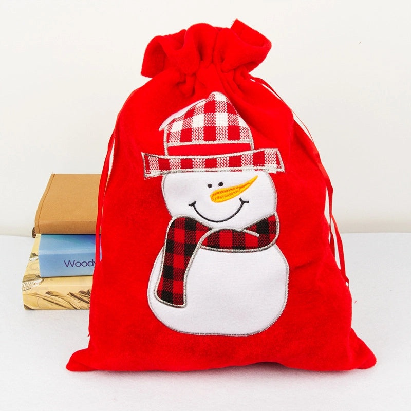 Christmas Velvet Gift Bags with Santa Claus, Snowman, and Christmas Tree | Holiday Party Supplies