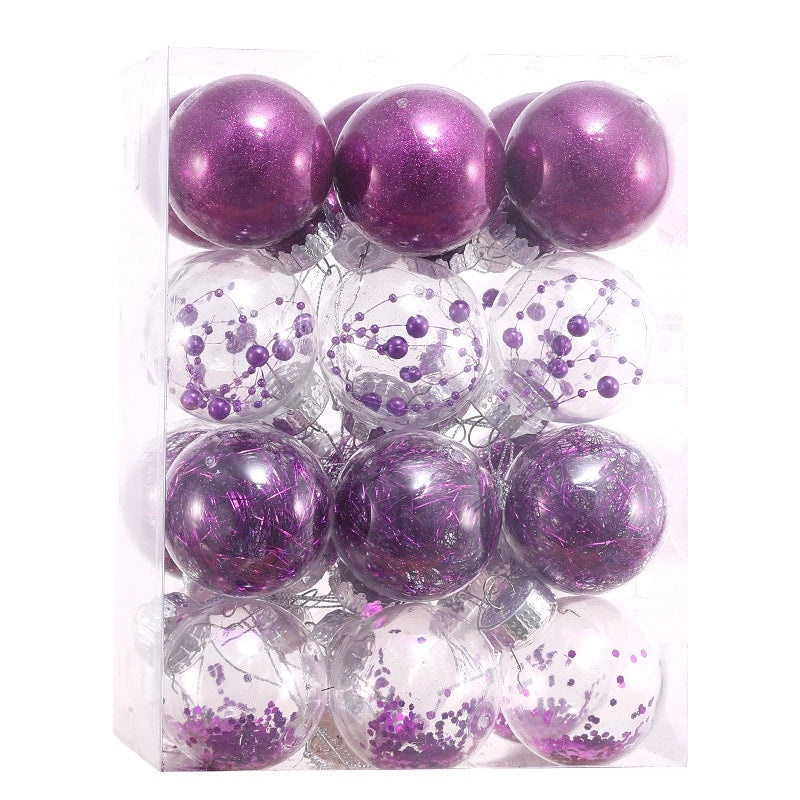 Set of 24 Transparent Plastic Christmas Balls 6cm & 8cm | Christmas Tree Decorations | Holiday Ornaments | Xmas Pendants | Festive Decor | Christ