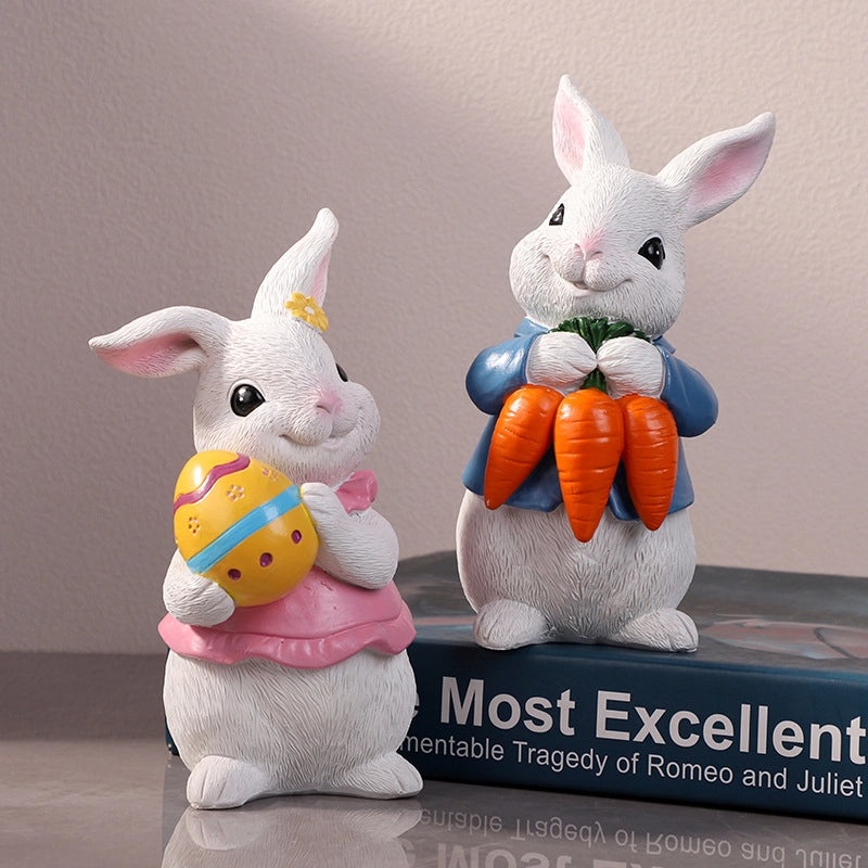 Easter Bunny Resin Figurine Cartoon Style Spring Holiday Table Decor 1 Piece|Home Decor