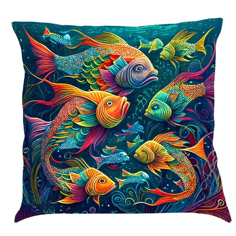 Ocean Series Cotton Linen Car Pillowcase with Creative Print for Car Interior|Home & Living > Home Decor > Pillows & Cushion Covers