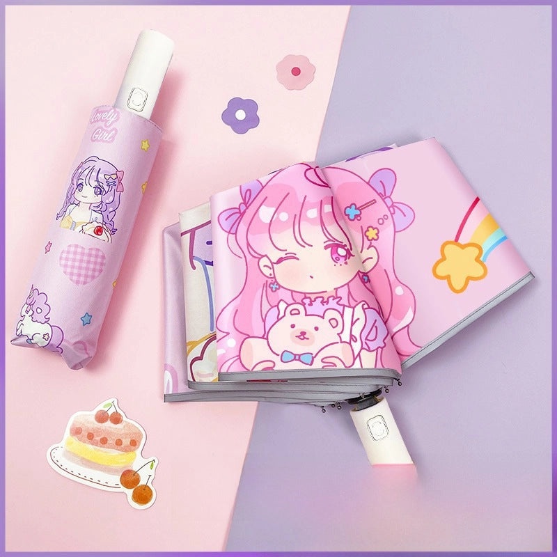 Kids Automatic Folding Umbrella with Anti-Rebound, Vinyl Material and Reflective Strip | Children's Umbrellas