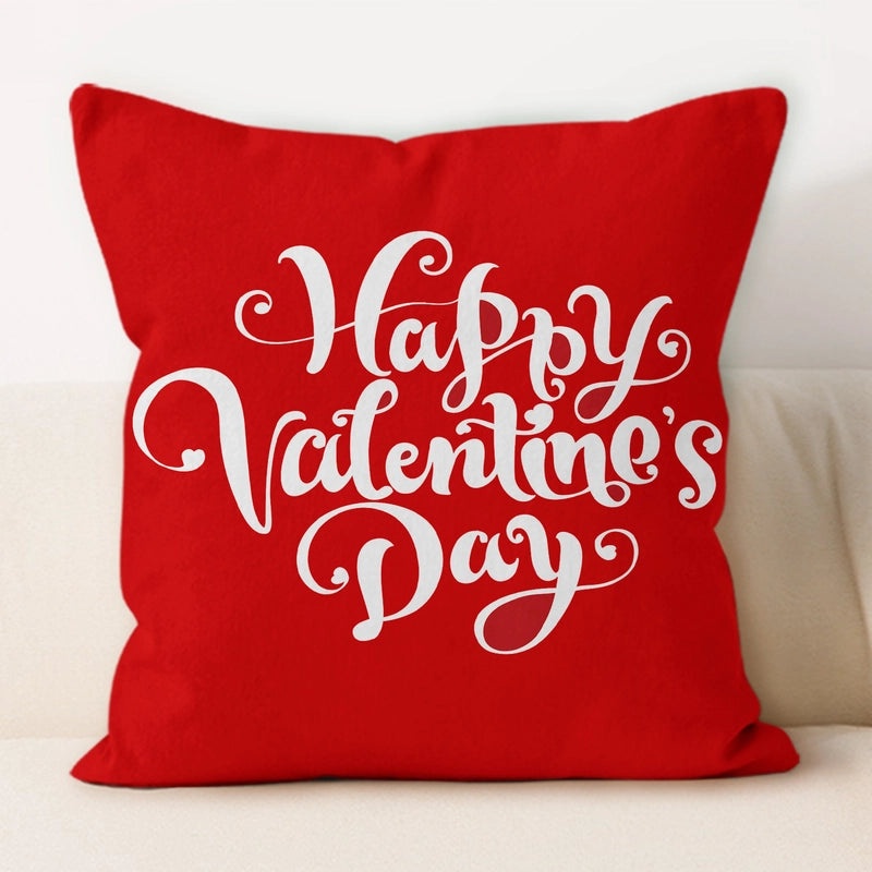 Valentine's Day Minimalist Letter Plush Throw Pillow Cover for Couch and Sofa Decor | Home Decor & Pillows